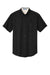 Port Authority S508/TLS508 Mens Easy Care Wrinkle Resistant Short Sleeve Button Down Shirt w/ Pocket Black/Light Stone Flat Front