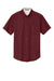 Port Authority S508/TLS508 Mens Easy Care Wrinkle Resistant Short Sleeve Button Down Shirt w/ Pocket Burgundy/Light Stone Flat Front