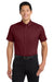 Port Authority S508/TLS508 Mens Easy Care Wrinkle Resistant Short Sleeve Button Down Shirt w/ Pocket Burgundy/Light Stone Model Front