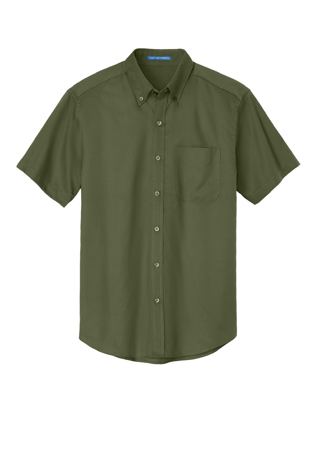 Port Authority S508/TLS508 Mens Easy Care Wrinkle Resistant Short Sleeve Button Down Shirt w/ Pocket Clover Green Flat Front
