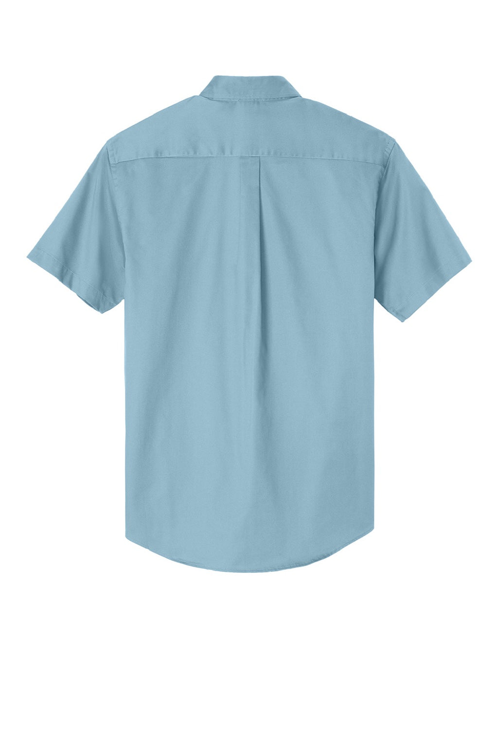 Port Authority S508/TLS508 Mens Easy Care Wrinkle Resistant Short Sleeve Button Down Shirt w/ Pocket Light Blue/Light Stone Flat Back
