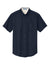 Port Authority S508/TLS508 Mens Easy Care Wrinkle Resistant Short Sleeve Button Down Shirt w/ Pocket Navy Blue/Light Stone Flat Front