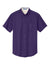 Port Authority S508/TLS508 Mens Easy Care Wrinkle Resistant Short Sleeve Button Down Shirt w/ Pocket Purple/Light Stone Flat Front