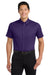 Port Authority S508/TLS508 Mens Easy Care Wrinkle Resistant Short Sleeve Button Down Shirt w/ Pocket Purple/Light Stone Model Front