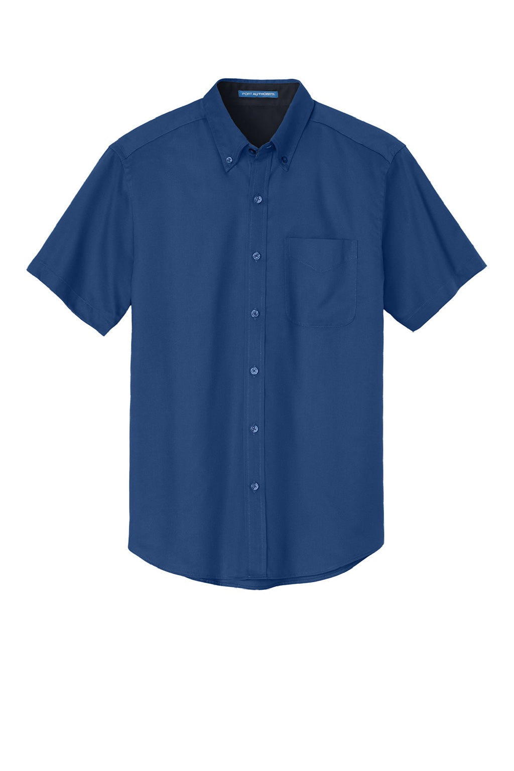 Port Authority S508/TLS508 Mens Easy Care Wrinkle Resistant Short Sleeve Button Down Shirt w/ Pocket Royal Blue/Navy Blue Flat Front