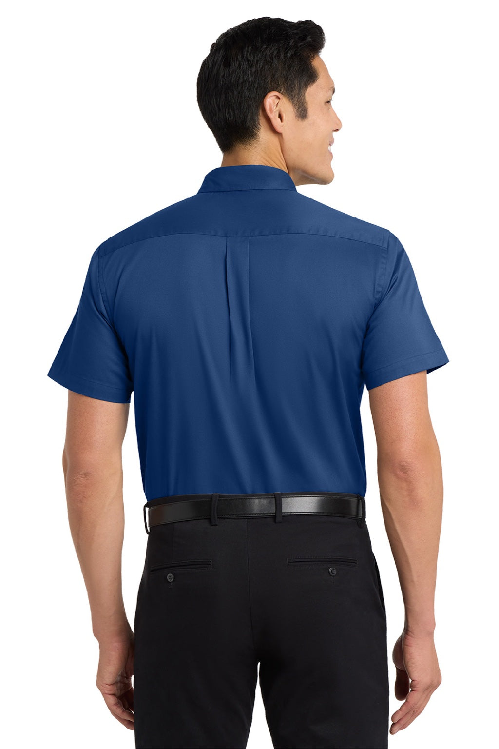 royal blue short sleeve dress shirt Hisdern Men's Royal Blue Short Sleeve Business Casual Shirt with Splicing XL