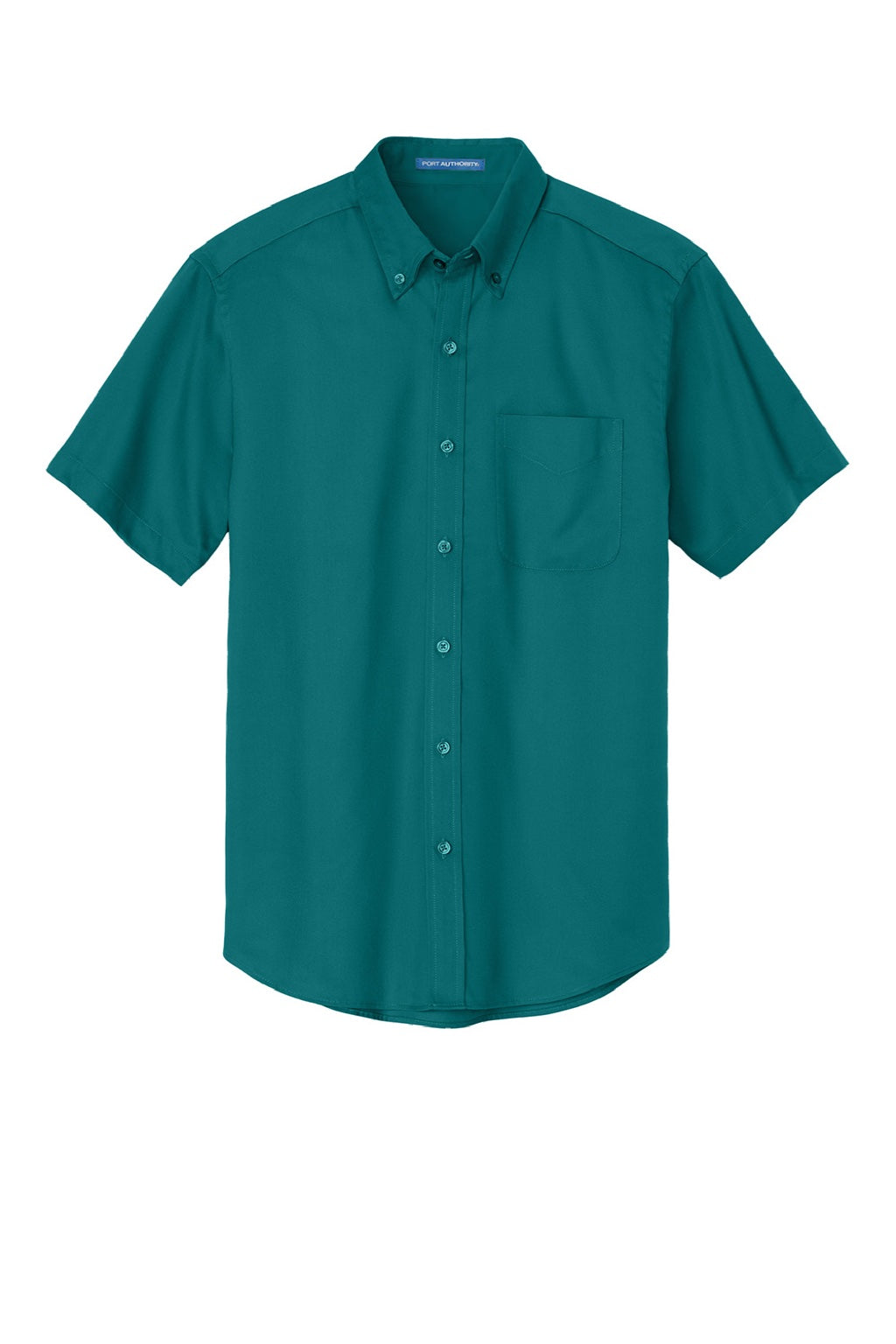 Port Authority S508/TLS508 Mens Easy Care Wrinkle Resistant Short Sleeve Button Down Shirt w/ Pocket Teal Green Flat Front