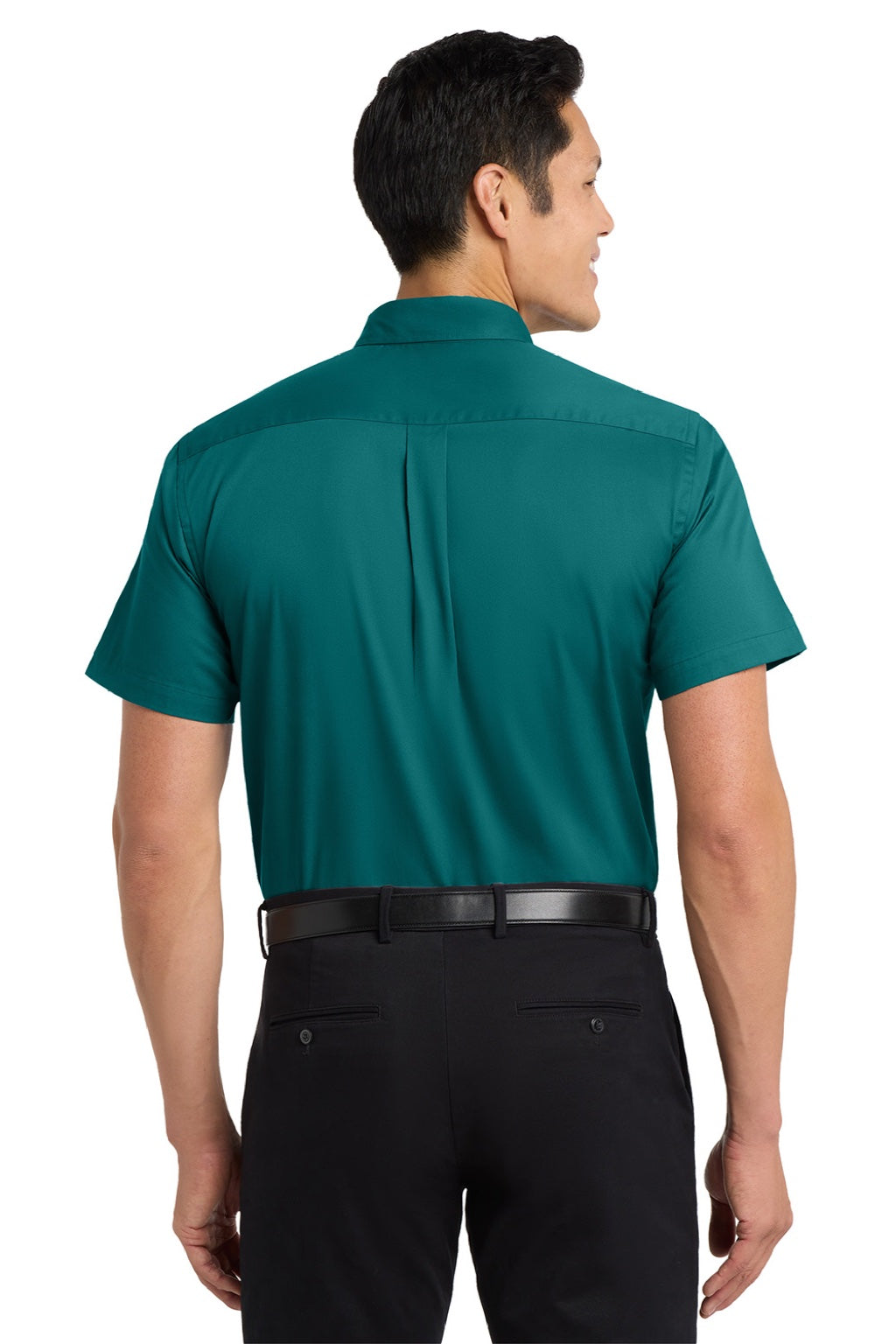 Port Authority S508/TLS508 Mens Easy Care Wrinkle Resistant Short Sleeve Button Down Shirt w/ Pocket Teal Green Model Back