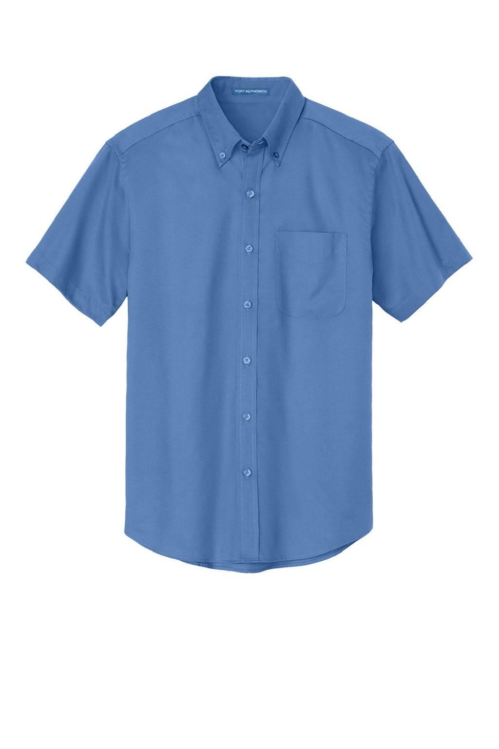 Port Authority S508/TLS508 Mens Easy Care Wrinkle Resistant Short Sleeve Button Down Shirt w/ Pocket Ultramarine Blue Flat Front