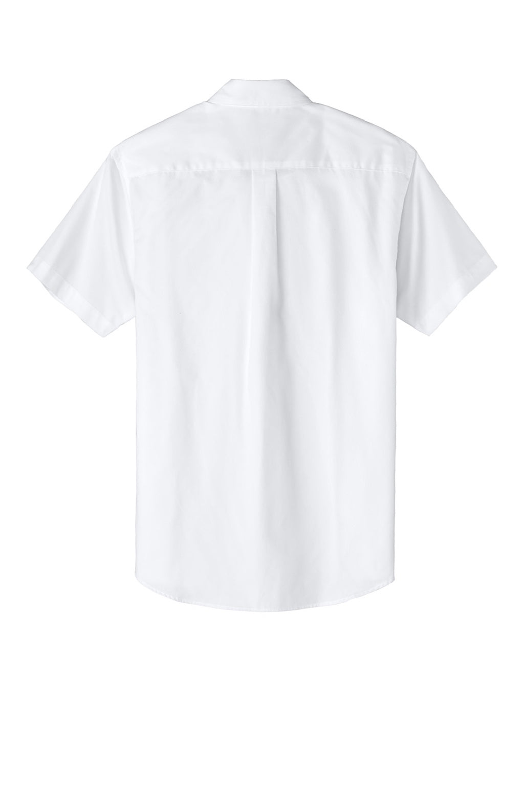 Port Authority S508/TLS508 Mens Easy Care Wrinkle Resistant Short Sleeve Button Down Shirt w/ Pocket White/Light Stone Flat Back