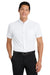 Port Authority S508/TLS508 Mens Easy Care Wrinkle Resistant Short Sleeve Button Down Shirt w/ Pocket White/Light Stone Model Front