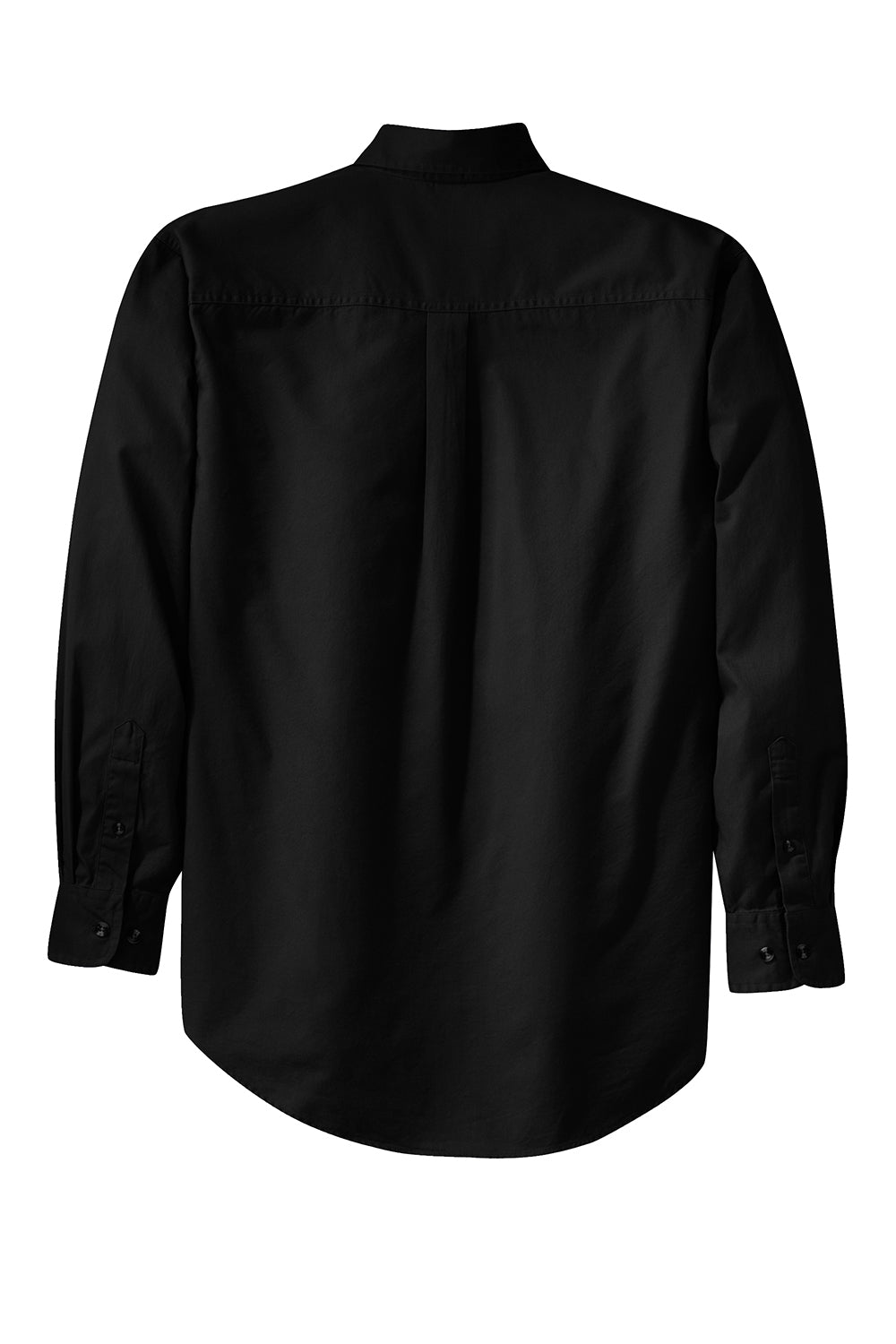 Port Authority S600T/TLS600T Mens Long Sleeve Button Down Shirt w/ Pocket Black Flat Back
