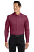 Port Authority S608/TLS608/S608ES Mens Easy Care Wrinkle Resistant Long Sleeve Button Down Shirt w/ Pocket Burgundy/Light Stone Model Front