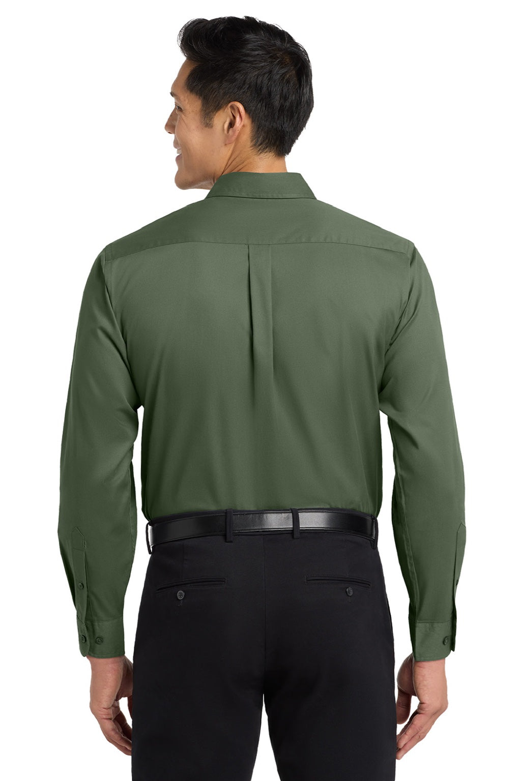 Port Authority S608/TLS608/S608ES Mens Easy Care Wrinkle Resistant Long Sleeve Button Down Shirt w/ Pocket Clover Green Model Back