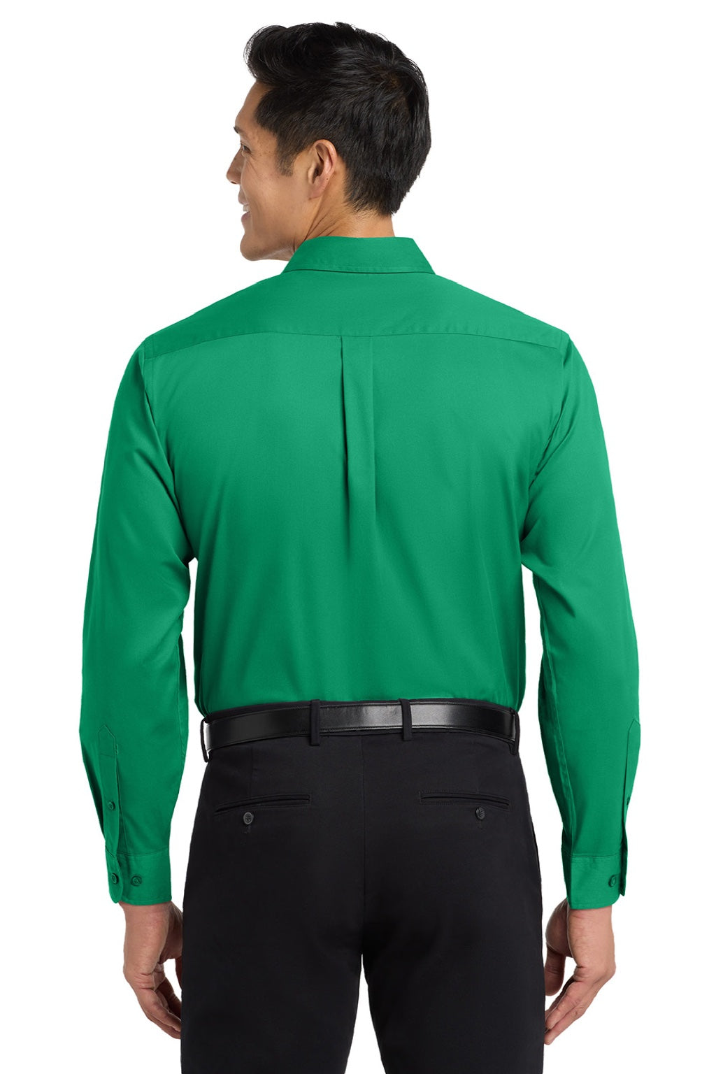 Port Authority S608/TLS608/S608ES Mens Easy Care Wrinkle Resistant Long Sleeve Button Down Shirt w/ Pocket Court Green Model Back
