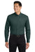 Port Authority S608/TLS608/S608ES Mens Easy Care Wrinkle Resistant Long Sleeve Button Down Shirt w/ Pocket Dark Green/Navy Blue Model Front