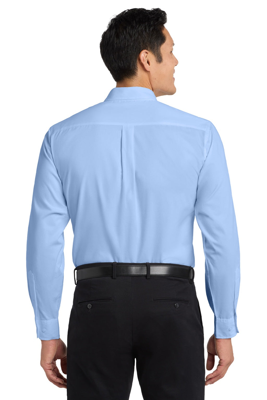 Port Authority S608/TLS608/S608ES Mens Easy Care Wrinkle Resistant Long Sleeve Button Down Shirt w/ Pocket Light Blue/Light Stone Model Back