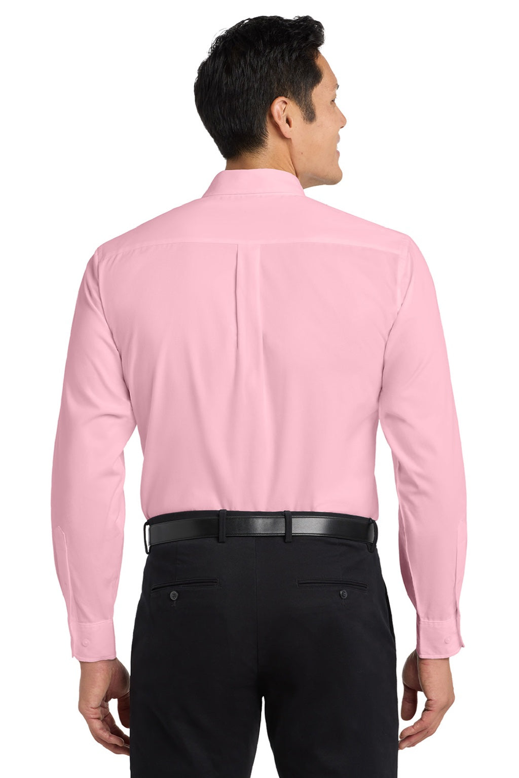 Port Authority S608/TLS608/S608ES Mens Easy Care Wrinkle Resistant Long Sleeve Button Down Shirt w/ Pocket Light Pink Model Back