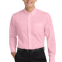 Port Authority Mens Easy Care Wrinkle Resistant Long Sleeve Button Down Shirt w/ Pocket - Light Pink