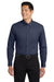 Port Authority S608/TLS608/S608ES Mens Easy Care Wrinkle Resistant Long Sleeve Button Down Shirt w/ Pocket Navy Blue/Light Stone Model Front