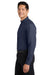 Port Authority S608/TLS608/S608ES Mens Easy Care Wrinkle Resistant Long Sleeve Button Down Shirt w/ Pocket Navy Blue/Light Stone Model Side