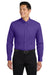 Port Authority S608/TLS608/S608ES Mens Easy Care Wrinkle Resistant Long Sleeve Button Down Shirt w/ Pocket Purple/Light Stone Model Front