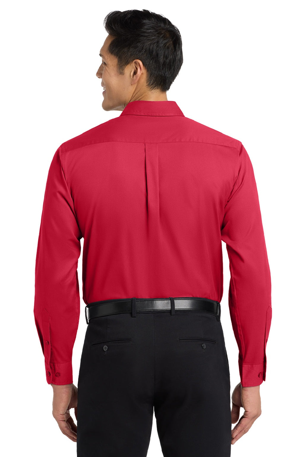 Port Authority S608/TLS608/S608ES Mens Easy Care Wrinkle Resistant Long Sleeve Button Down Shirt w/ Pocket Red/Light Stone Model Back