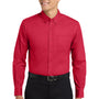 Port Authority Mens Easy Care Wrinkle Resistant Long Sleeve Button Down Shirt w/ Pocket - Red/Light Stone