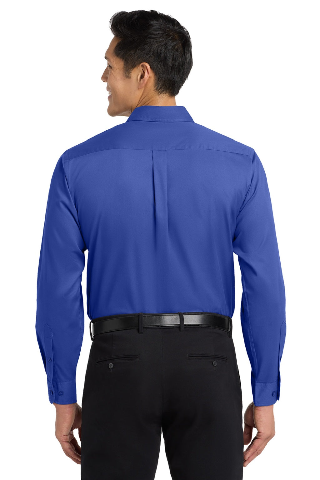 Port Authority S608/TLS608/S608ES Mens Easy Care Wrinkle Resistant Long Sleeve Button Down Shirt w/ Pocket Royal Blue/Classic Navy Blue Model Back