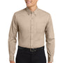 Port Authority Mens Easy Care Wrinkle Resistant Long Sleeve Button Down Shirt w/ Pocket - Stone Brown