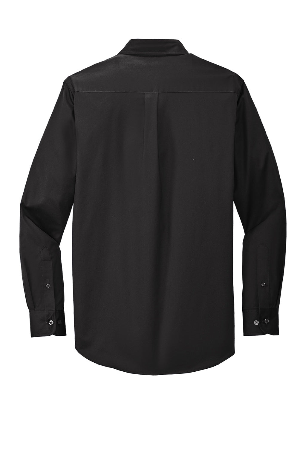 Port Authority S608/TLS608/S608ES Mens Easy Care Wrinkle Resistant Long Sleeve Button Down Shirt w/ Pocket Black/Light Stone Flat Back