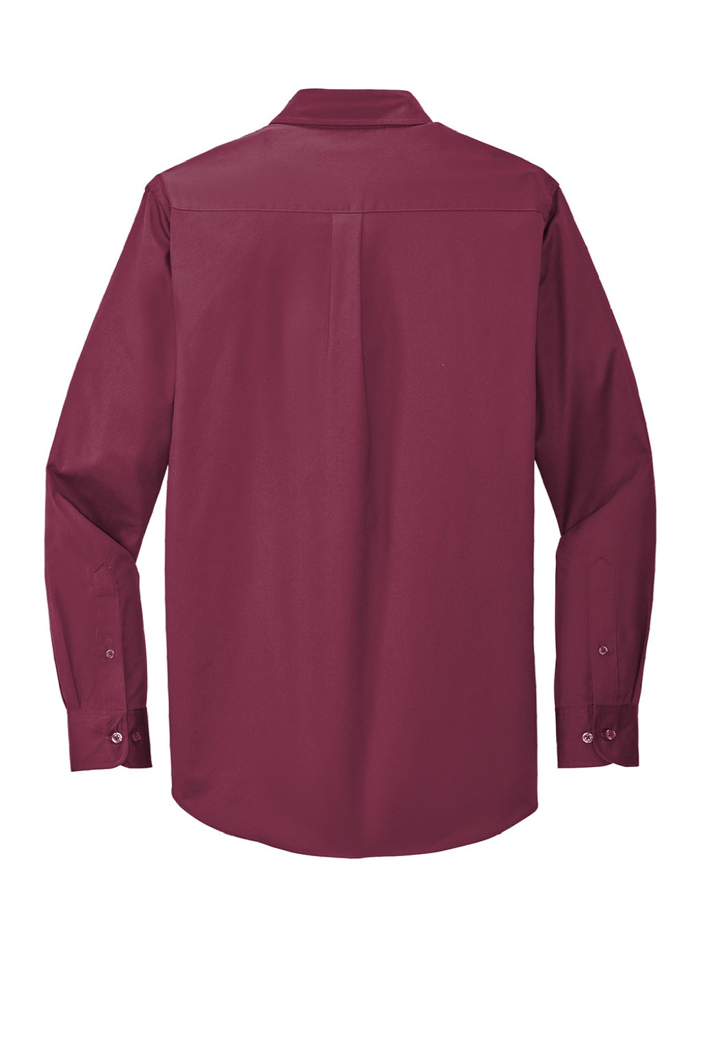 Port Authority S608/TLS608/S608ES Mens Easy Care Wrinkle Resistant Long Sleeve Button Down Shirt w/ Pocket Burgundy/Light Stone Flat Back