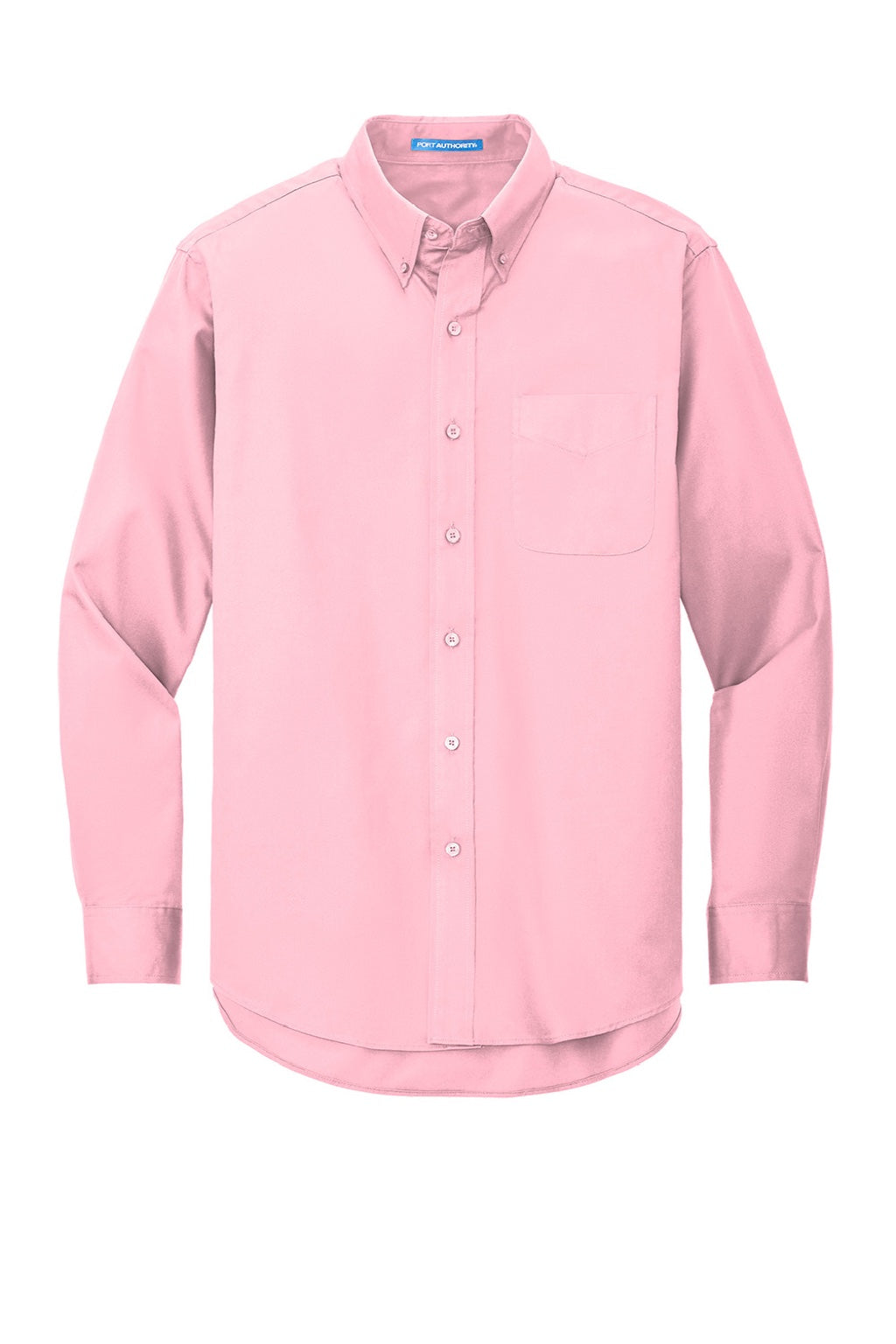 Port Authority S608/TLS608/S608ES Mens Easy Care Wrinkle Resistant Long Sleeve Button Down Shirt w/ Pocket Light Pink Flat Front