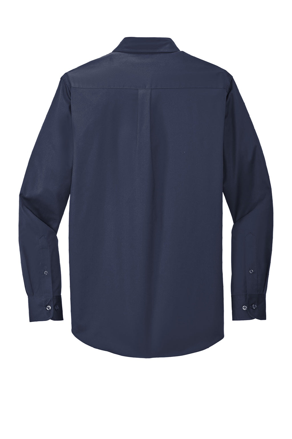 Port Authority S608/TLS608/S608ES Mens Easy Care Wrinkle Resistant Long Sleeve Button Down Shirt w/ Pocket Navy Blue/Light Stone Flat Back
