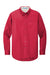 Port Authority S608/TLS608/S608ES Mens Easy Care Wrinkle Resistant Long Sleeve Button Down Shirt w/ Pocket Red/Light Stone Flat Front
