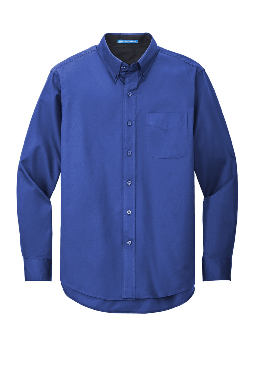 Port Authority S608/TLS608/S608ES Mens Easy Care Wrinkle Resistant Long Sleeve Button Down Shirt w/ Pocket Royal Blue/Classic Navy Blue Flat Front