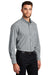 Port Authority S654 Mens Easy Care Wrinkle Resistant Long Sleeve Button Down Shirt w/ Pocket Black/Charcoal Grey Model 3q