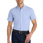 Port Authority Mens SuperPro Oxford Wrinkle Resistant Short Sleeve Button Down Shirt w/ Pocket - Oxford Blue