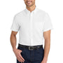 Port Authority Mens SuperPro Oxford Wrinkle Resistant Short Sleeve Button Down Shirt w/ Pocket - White