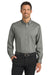 Port Authority S663/TS663 Mens SuperPro Wrinkle Resistant Long Sleeve Button Down Shirt w/ Pocket Monument Grey Model Front