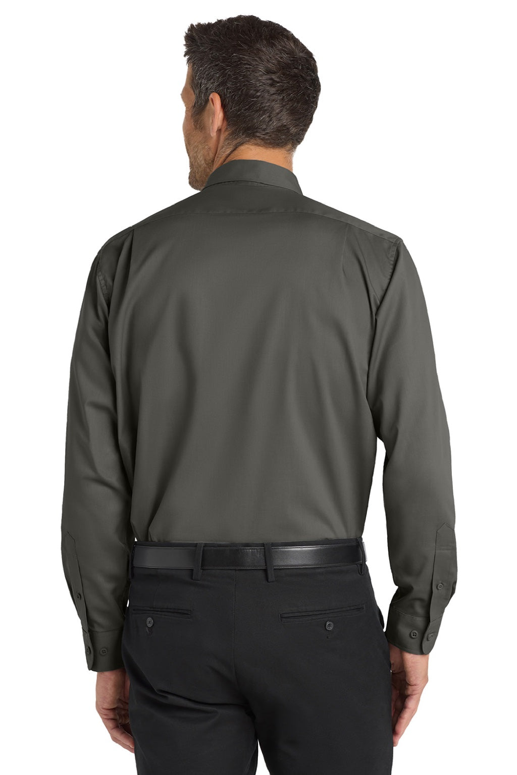 Port Authority S663/TS663 Mens SuperPro Wrinkle Resistant Long Sleeve Button Down Shirt w/ Pocket Sterling Grey Model Back