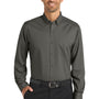 Port Authority Mens SuperPro Wrinkle Resistant Long Sleeve Button Down Shirt w/ Pocket - Sterling Grey