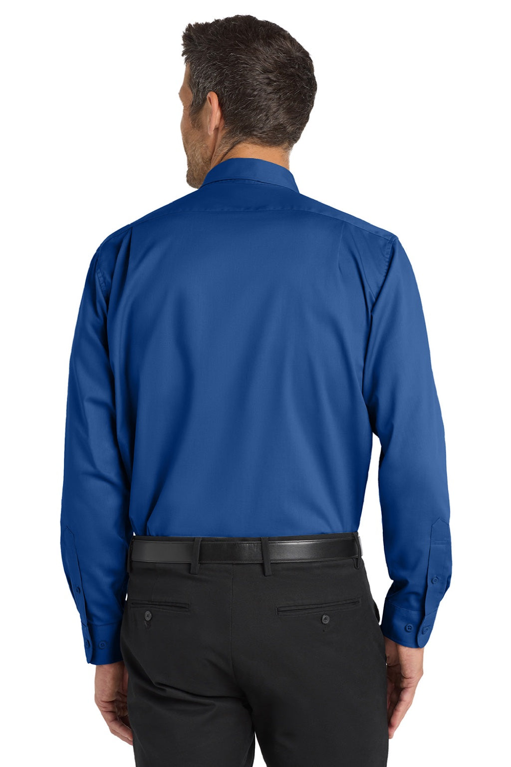 Port Authority S663/TS663 Mens SuperPro Wrinkle Resistant Long Sleeve Button Down Shirt w/ Pocket True Blue Model Back