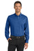 Port Authority S663/TS663 Mens SuperPro Wrinkle Resistant Long Sleeve Button Down Shirt w/ Pocket True Blue Model Front