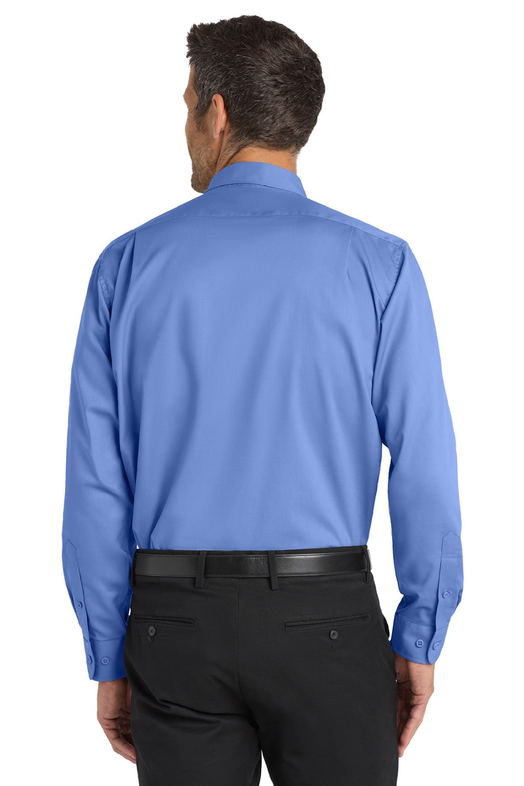 Port Authority S663/TS663 Mens SuperPro Wrinkle Resistant Long Sleeve Button Down Shirt w/ Pocket Ultramarine Blue Model Back