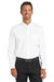 Port Authority S663/TS663 Mens SuperPro Wrinkle Resistant Long Sleeve Button Down Shirt w/ Pocket White Model Front