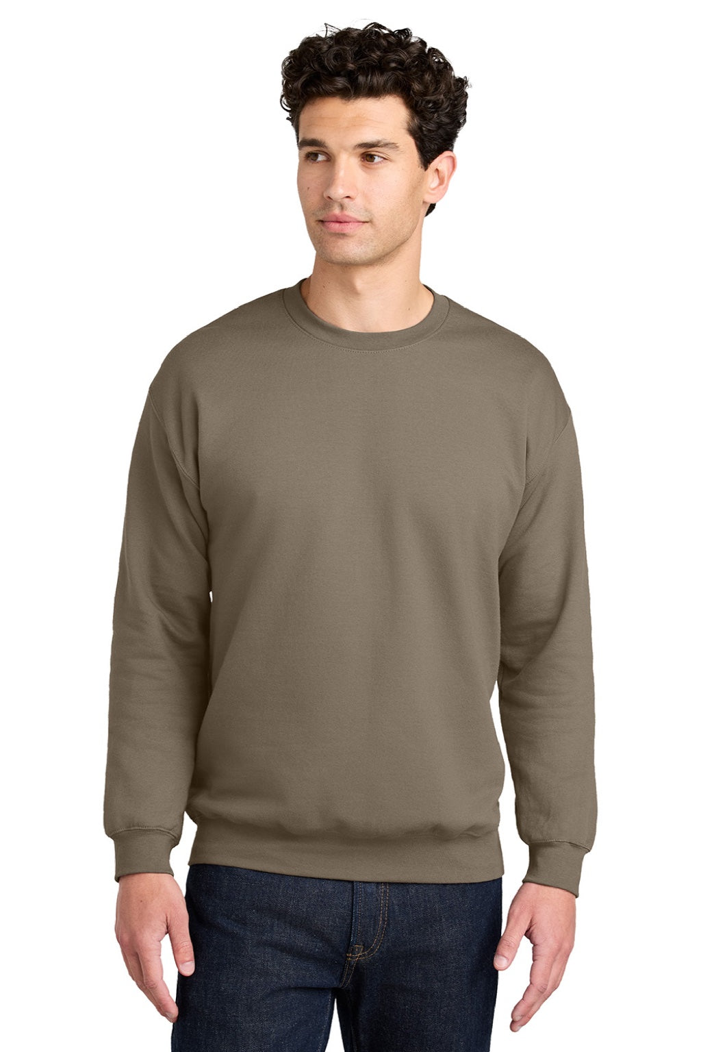 Gildan SF000 Mens Softstyle Crewneck Sweatshirt Savana Brown Model Front