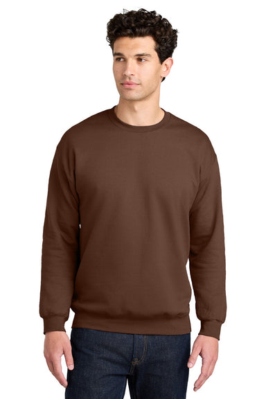 Gildan SF000 Mens Softstyle Crewneck Sweatshirt Cocoa Brown Model Front