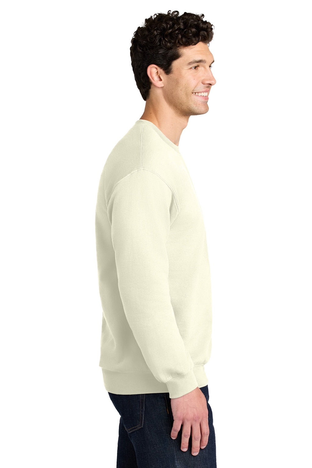 Gildan SF000 Mens Softstyle Crewneck Sweatshirt Off White Model Side