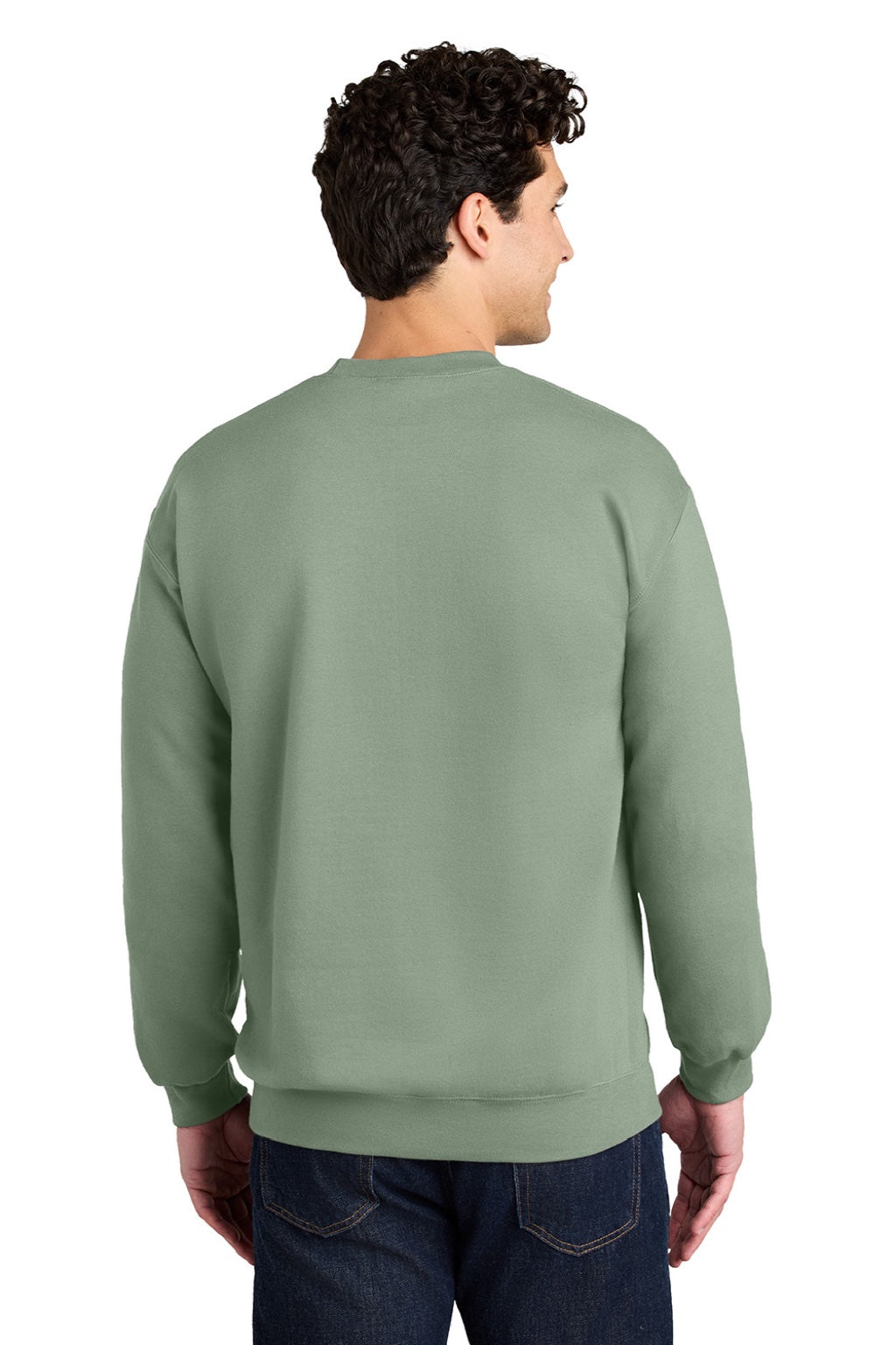 Gildan SF000 Mens Softstyle Crewneck Sweatshirt Sage Green Model Back